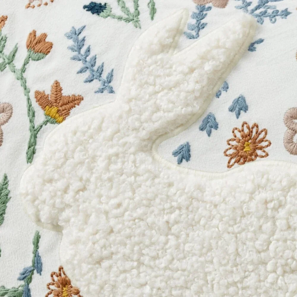Pottery Barn Bunny Embroidered Lumbar Pillow Cover